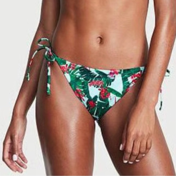 Victoria's Secret Blue Palms Tropical Print String Bikini NWT size L - Picture 3 of 11